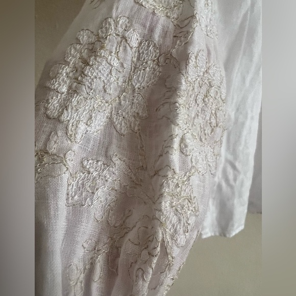 NWT $485 120% Lino Button Down Linen shirt White Size 38 gold flower s design - Picture 3 of 10